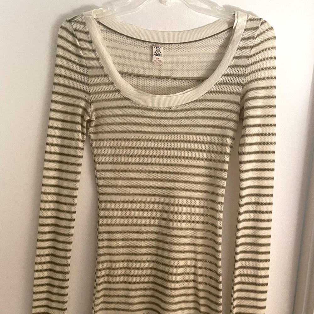 Free People long sleeved striped open knit top S